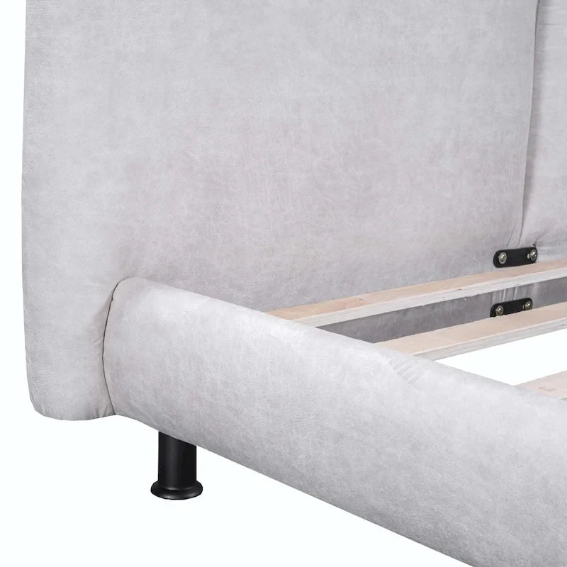 Letto a piattaforma Queen Size con due poggiatesta grandi