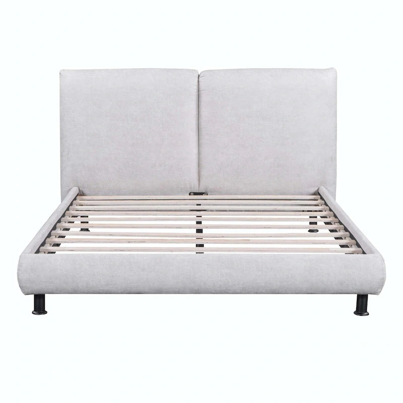 Letto a piattaforma Queen Size con due poggiatesta grandi