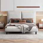 Letto a piattaforma Queen Size con due poggiatesta grandi