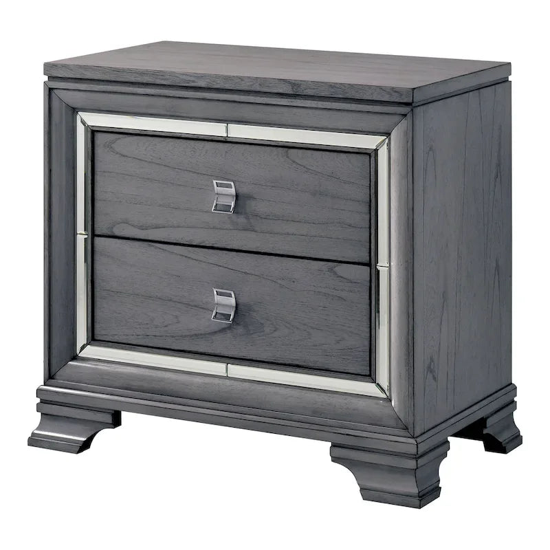 Furniture of America Taia Contemporary Grey 3-Piece Panel Bed, Nightstand and Dresser Set with LED