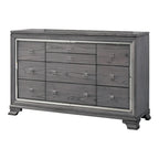 Furniture of America Taia Contemporary Grey 3-Piece Panel Bed, Nightstand and Dresser Set with LED