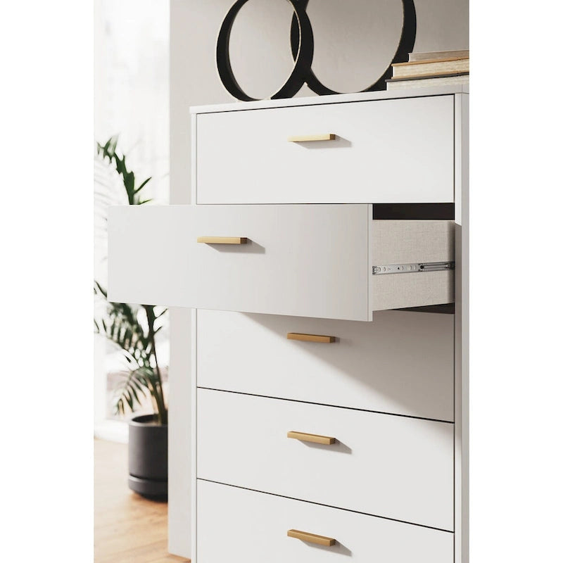 Signature Design by Ashley Socalle White/Gold Chest of Drawers
