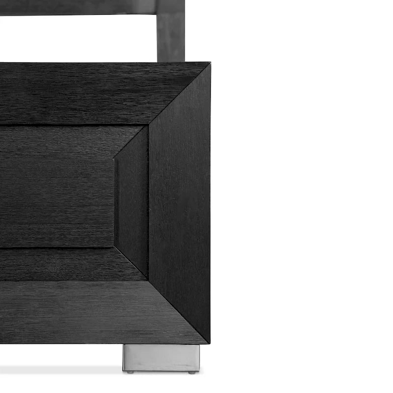 Furniture of America Alaric Modern Black Solid Wood Panel Bed with LED Light Headboard