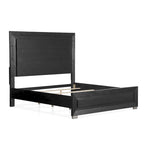 Furniture of America Alaric Modern Black Solid Wood Panel Bed with LED Light Headboard