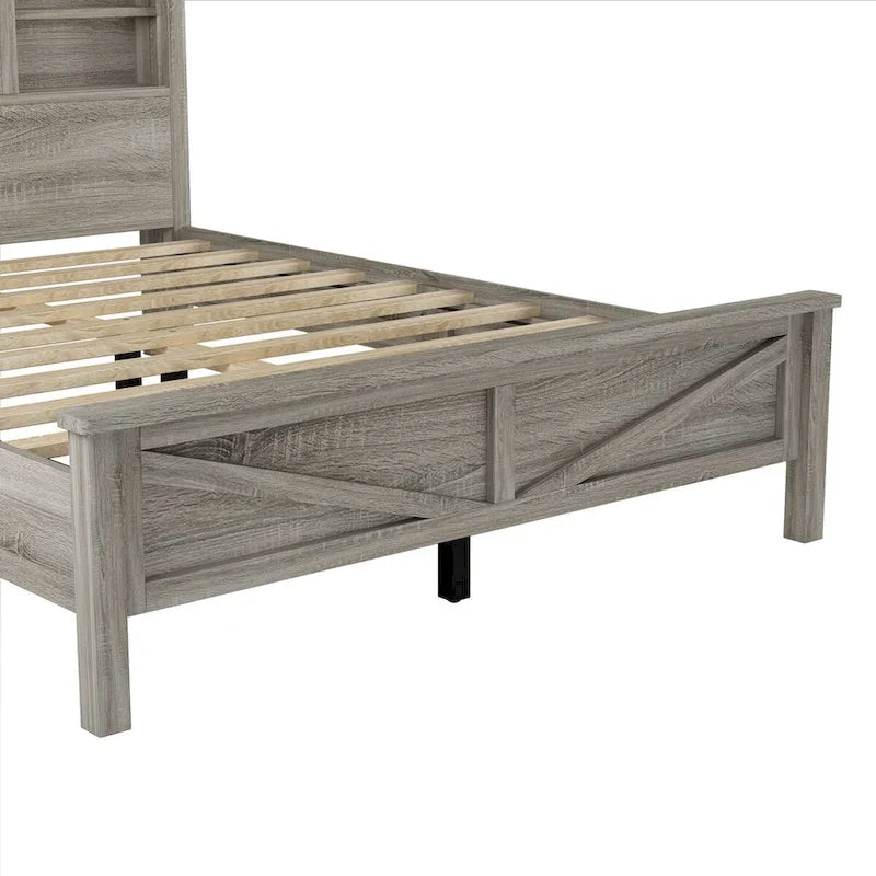 3-Pieces Bedroom Sets Queen Size Platform Bed with Storage Nightstand and Dresser