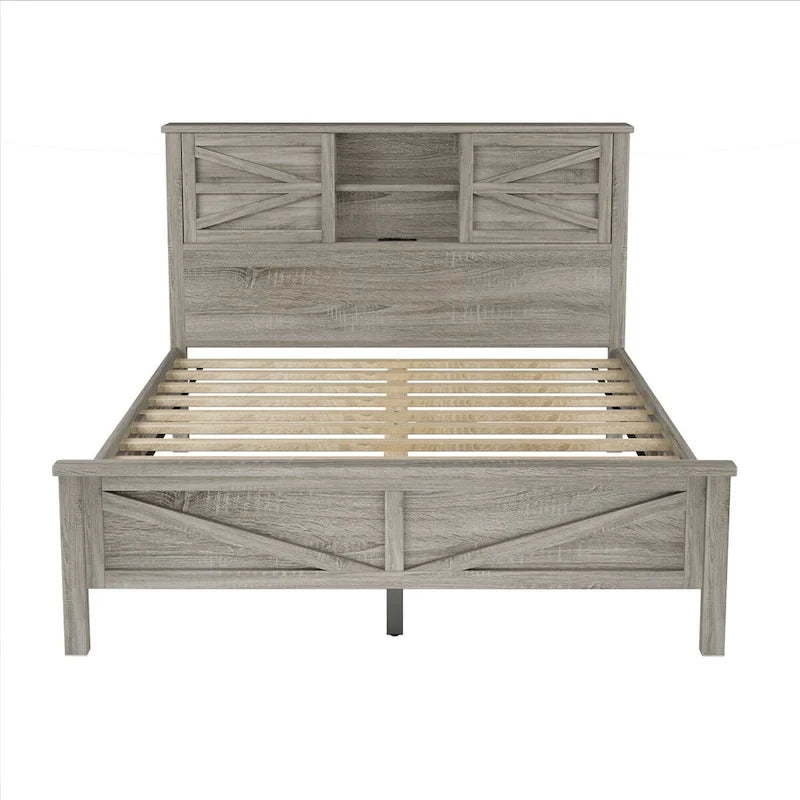 3-Pieces Bedroom Sets Queen Size Platform Bed with Storage Nightstand and Dresser