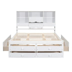 Letto a piattaforma King Size con testiera contenitore e 8 cassetti