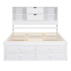 Letto a piattaforma King Size con testiera contenitore e 8 cassetti