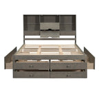 Letto a piattaforma King Size con testiera contenitore e 8 cassetti