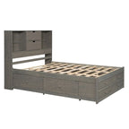 Letto a piattaforma King Size con testiera contenitore e 8 cassetti