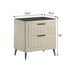 Roundhill Furniture Mavela Wide Wale Corduroy Upholstery Panel Bed with 2 Nightstands and Bench, Cream