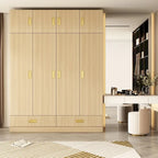 Wardrobe Closet Cabinet with Gold Handles and Optional Top Cabinet