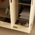 Wardrobe Closet Cabinet with Gold Handles and Optional Top Cabinet