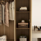 Wardrobe Closet Cabinet with Gold Handles and Optional Top Cabinet
