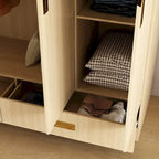 Wardrobe Closet Cabinet with Gold Handles and Optional Top Cabinet