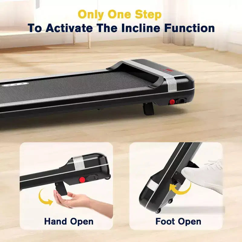 Redliro Walking Pad with Incline Under Desk Treadmill 1 Step Adjust Incline Treadmill for Home Office Portable for Walking Jogging