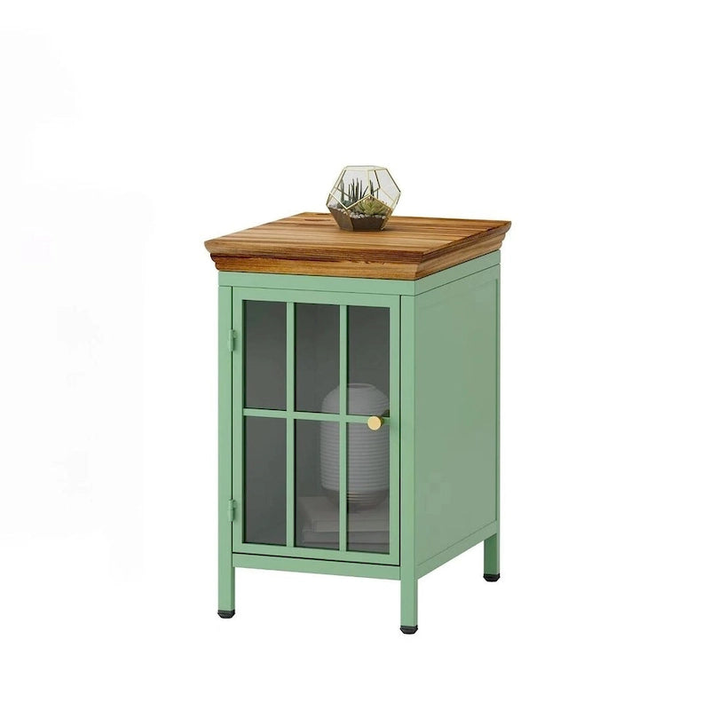 Set of 2 Modern Nightstand with Storage Cabinet & Solid Wood Tabletop