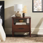 Transitional Solid Wood Spindle Nightstand for Living Room, Bedroom and Office