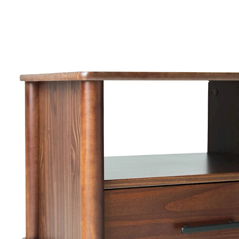 Transitional Solid Wood Spindle Nightstand for Living Room, Bedroom and Office