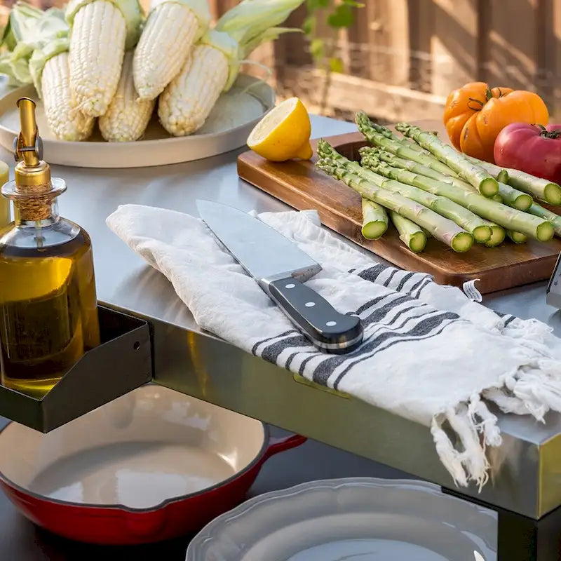 Carrello da preparazione BBQ Nexgrill in acciaio inossidabile da esterno con doppio ripiano