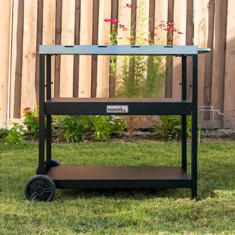 Carrello da preparazione BBQ Nexgrill in acciaio inossidabile da esterno con doppio ripiano