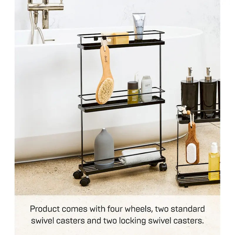 Carrello Yamazaki Home, Acciaio, Capacità 3 kg, Ruote