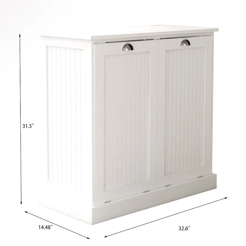 33 White Tilt-Out Laundry Sorter Cabinet with Two-Compartment