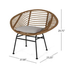 Modern Basket Chair Set with Water-Resistant Cushions and Steel Frame - Set of 2 Outdoor Chairs (No Tables)
