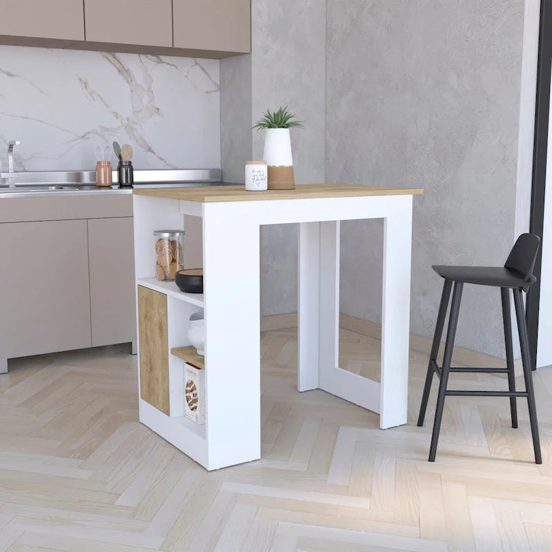 Isola Cucina con Armadietto a 1 Anta con Sistema Push-to-Open e Ripiani Laterali