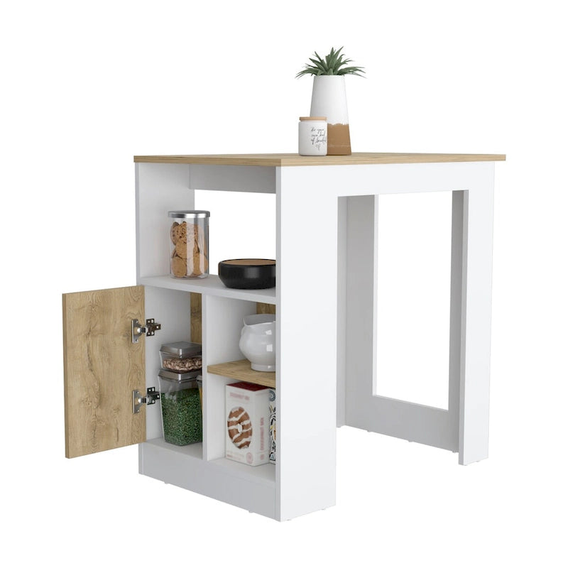 Isola Cucina con Armadietto a 1 Anta con Sistema Push-to-Open e Ripiani Laterali