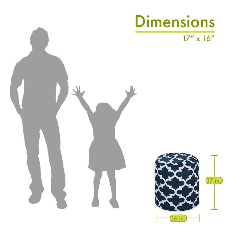 Majestic Home Goods Trellis Indoor / Outdoor Ottoman Pouf 16 L x 16 W x 17 H