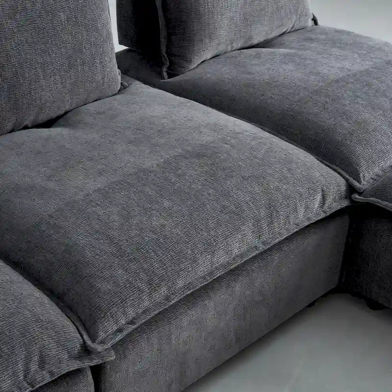 Armless Accent Chair, Single Sofa Couch with Ottoman - Compact Design, Space-Saving Seating for Living Room, Bedroom