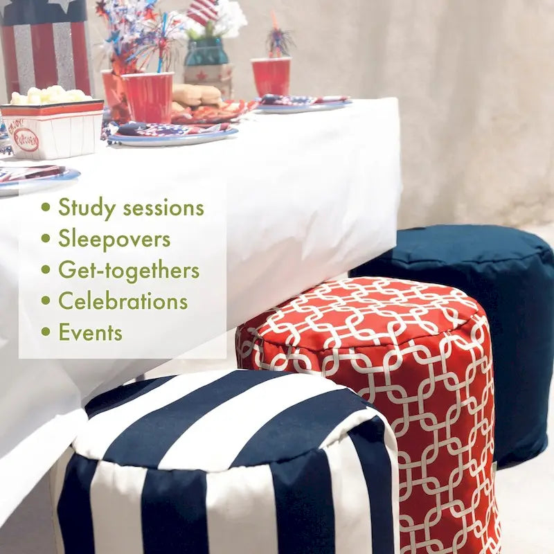 Majestic Home Goods Pouf / Ottomano da Interno / Esterno a Righe Verticali 40,6 L x 40,6 P x 43,2 H cm
