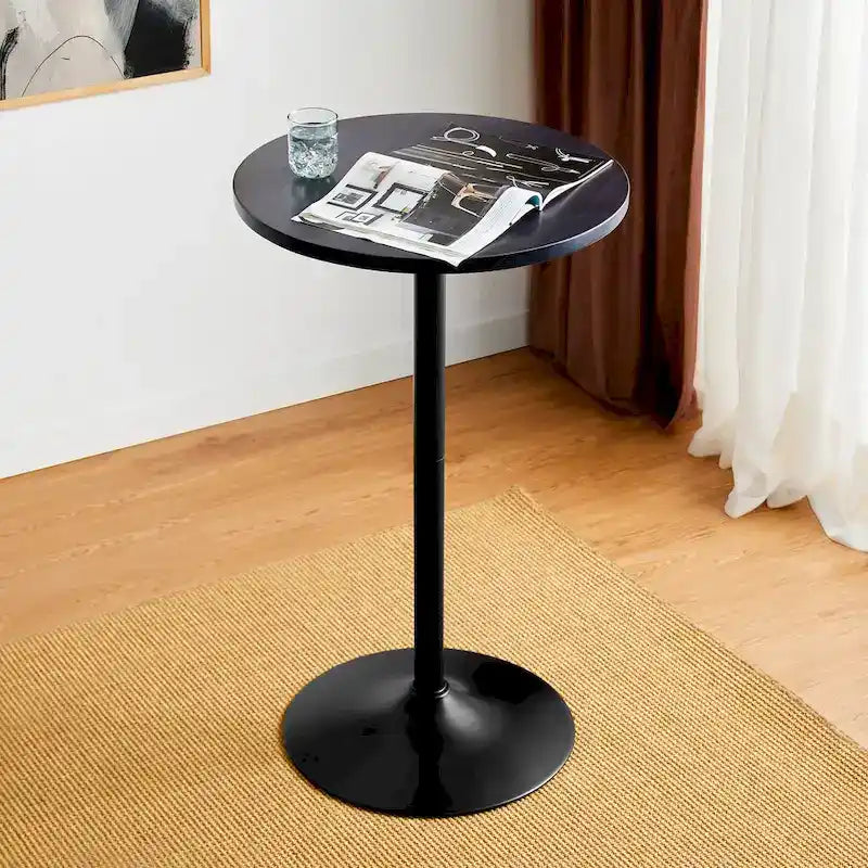 Glitzhome 39.5H Modern Bistro Walnut Top Round Pub Bar Table