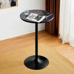 Glitzhome 39.5H Modern Bistro Walnut Top Round Pub Bar Table
