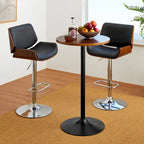 Glitzhome 39.5H Modern Bistro Walnut Top Round Pub Bar Table