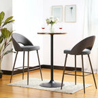 Glitzhome 39.5H Modern Bistro Walnut Top Round Pub Bar Table