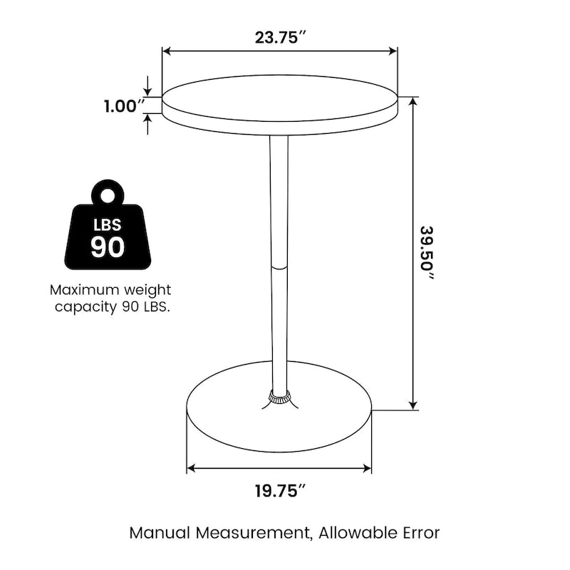 Glitzhome 39.5H Modern Bistro Walnut Top Round Pub Bar Table