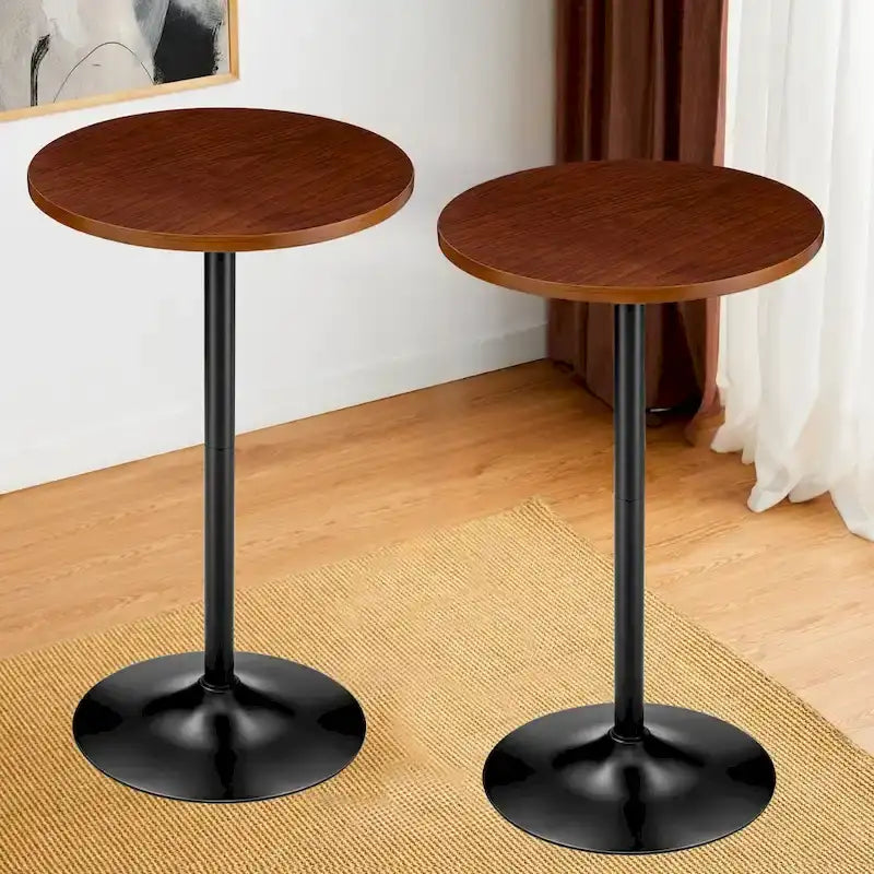 Glitzhome 39.5H Modern Bistro Walnut Top Round Pub Bar Table