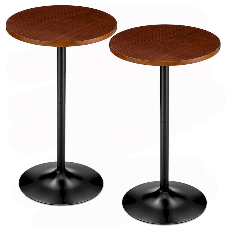 Glitzhome 39.5H Modern Bistro Walnut Top Round Pub Bar Table