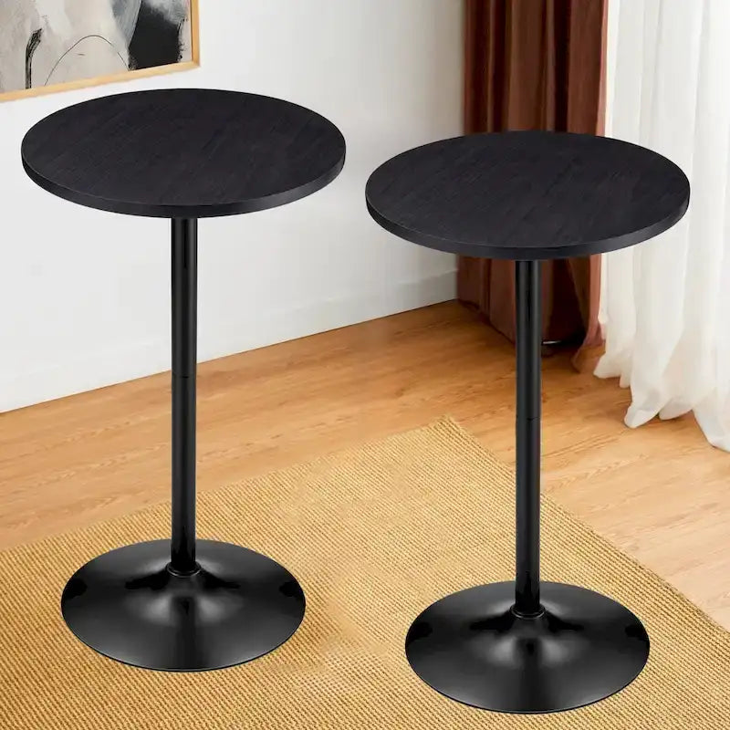 Glitzhome 39.5H Modern Bistro Walnut Top Round Pub Bar Table