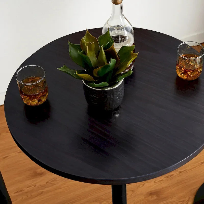 Glitzhome 39.5H Modern Bistro Walnut Top Round Pub Bar Table