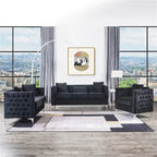 Velvet Living Room Set in Black