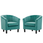 Silver Orchid Streitmann Channel Tufted Velvet Armchair (Set of 2)