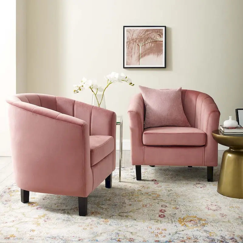 Silver Orchid Streitmann Channel Tufted Velvet Armchair (Set of 2)