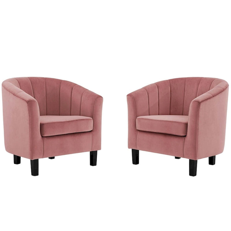 Silver Orchid Streitmann Channel Tufted Velvet Armchair (Set of 2)