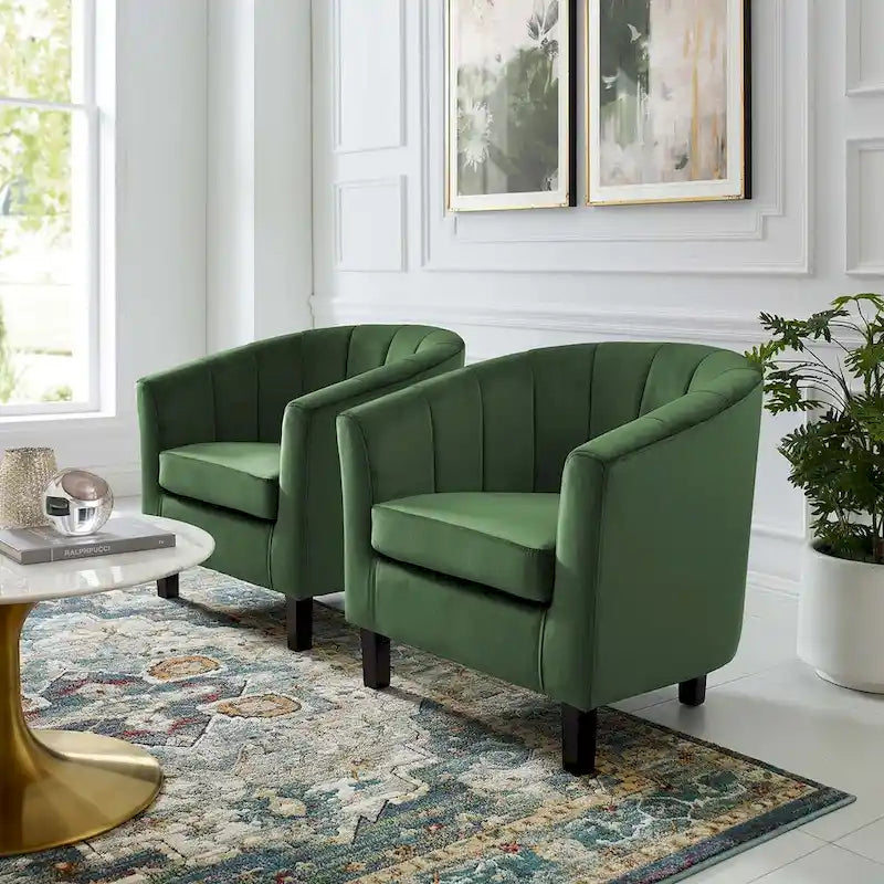 Silver Orchid Streitmann Channel Tufted Velvet Armchair (Set of 2)