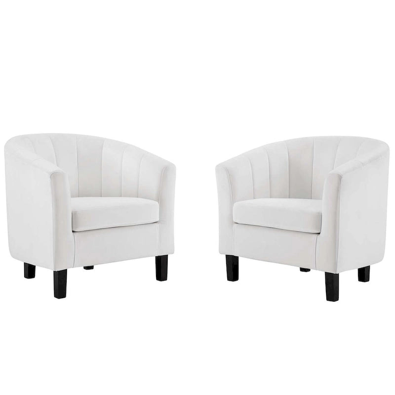 Silver Orchid Streitmann Channel Tufted Velvet Armchair (Set of 2)