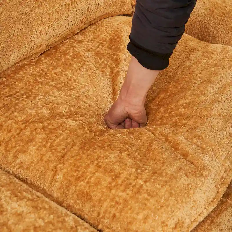Modern Deep 3-Seat Sofa Couch with Ottoman