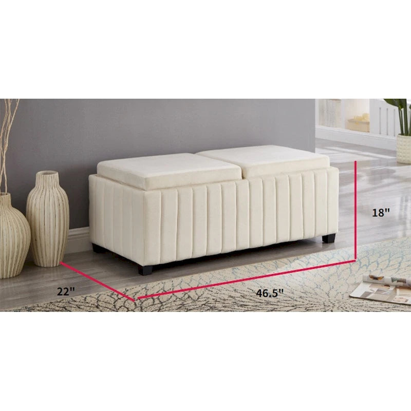 Upholstered Storage Ottoman Bench for Bearoom, Living Room